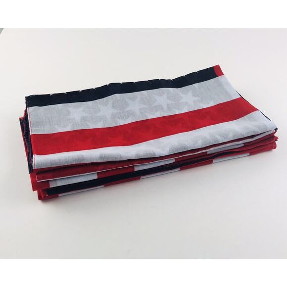 Set of 5 Vintage 100% Cotton American Flag Bandana Handkerchief USA Made 21" - Picture 9 of 9